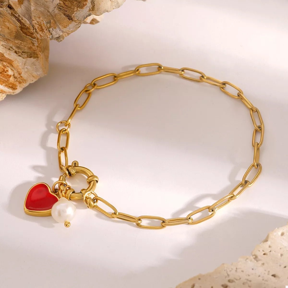 Crowned Energy CO. Gold / onesize Trendsi Accessories 18K Gold-Plated Heart Charm Bracelet
