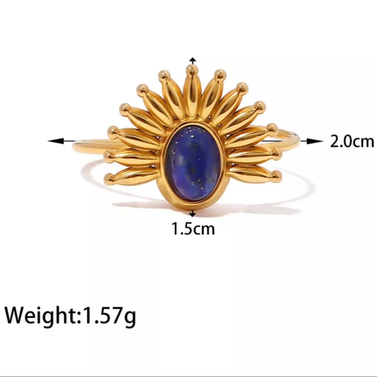 Crowned Energy CO. style C / One Size Trendsi Jewelry 18K Gold-Plated Natural Stone Ring