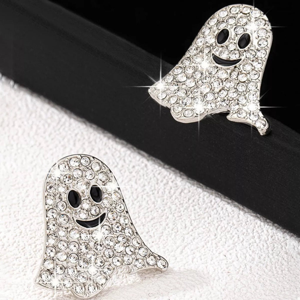 Crowned Energy CO. Gold / One Size Trendsi 18K Gold-Plated Rhinestone Halloween Ghost Earrings