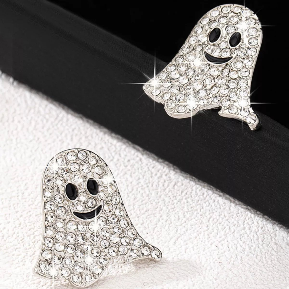 Crowned Energy CO. Gold / One Size Trendsi 18K Gold-Plated Rhinestone Halloween Ghost Earrings