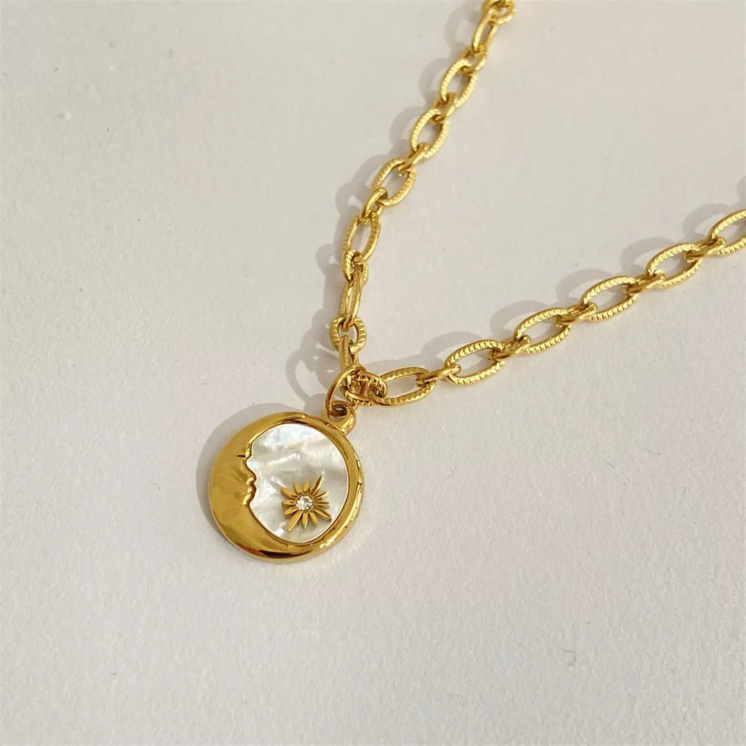Crowned Energy CO. Moon / One Size Trendsi Jewelry 18K Gold-Plated Titanium Steel Pendant Necklace