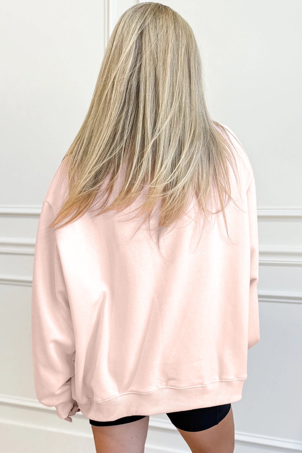 Apricot Pink Oversize Mock Neck Sweatshirt - Crowned Energy CO.