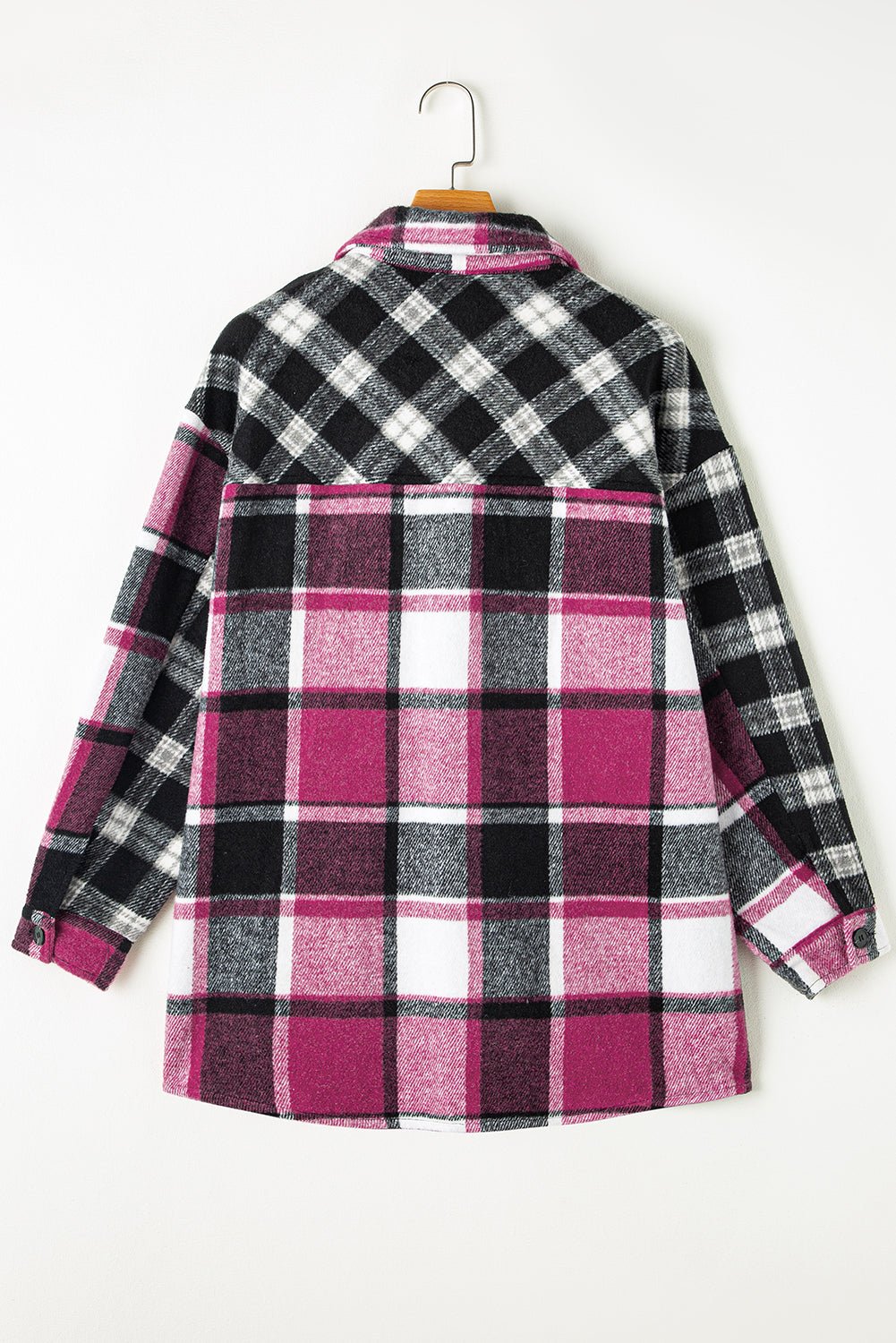 Crowned Energy CO. Black / S / 100%Polyester Dear-Lover Dropshipping Outerwear/Plaid Shackets Black Plaid Colorblock Loose Shacket