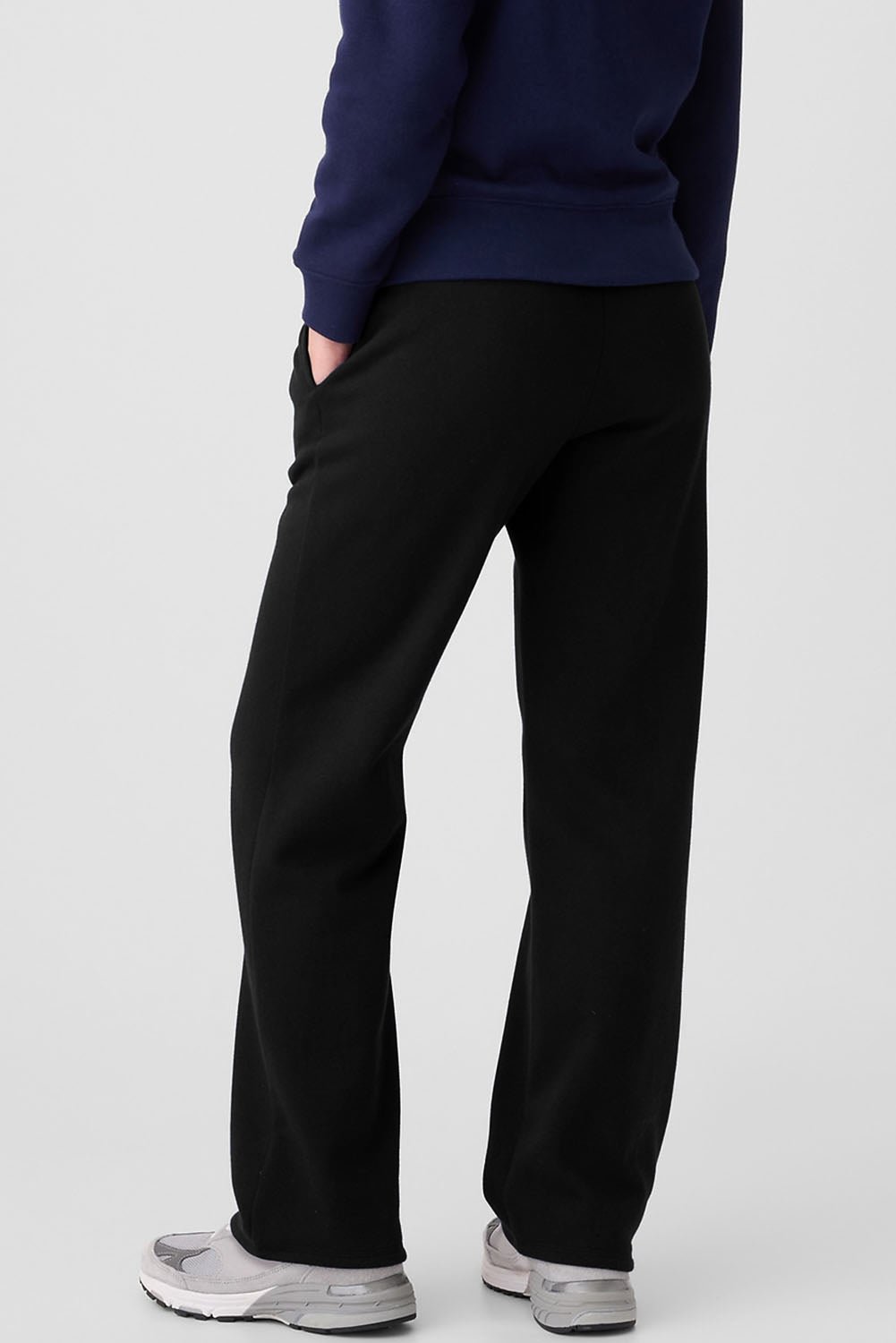 Black Solid Color Fleece Lined Drawstring Waist Casual Pants - Crowned Energy CO.