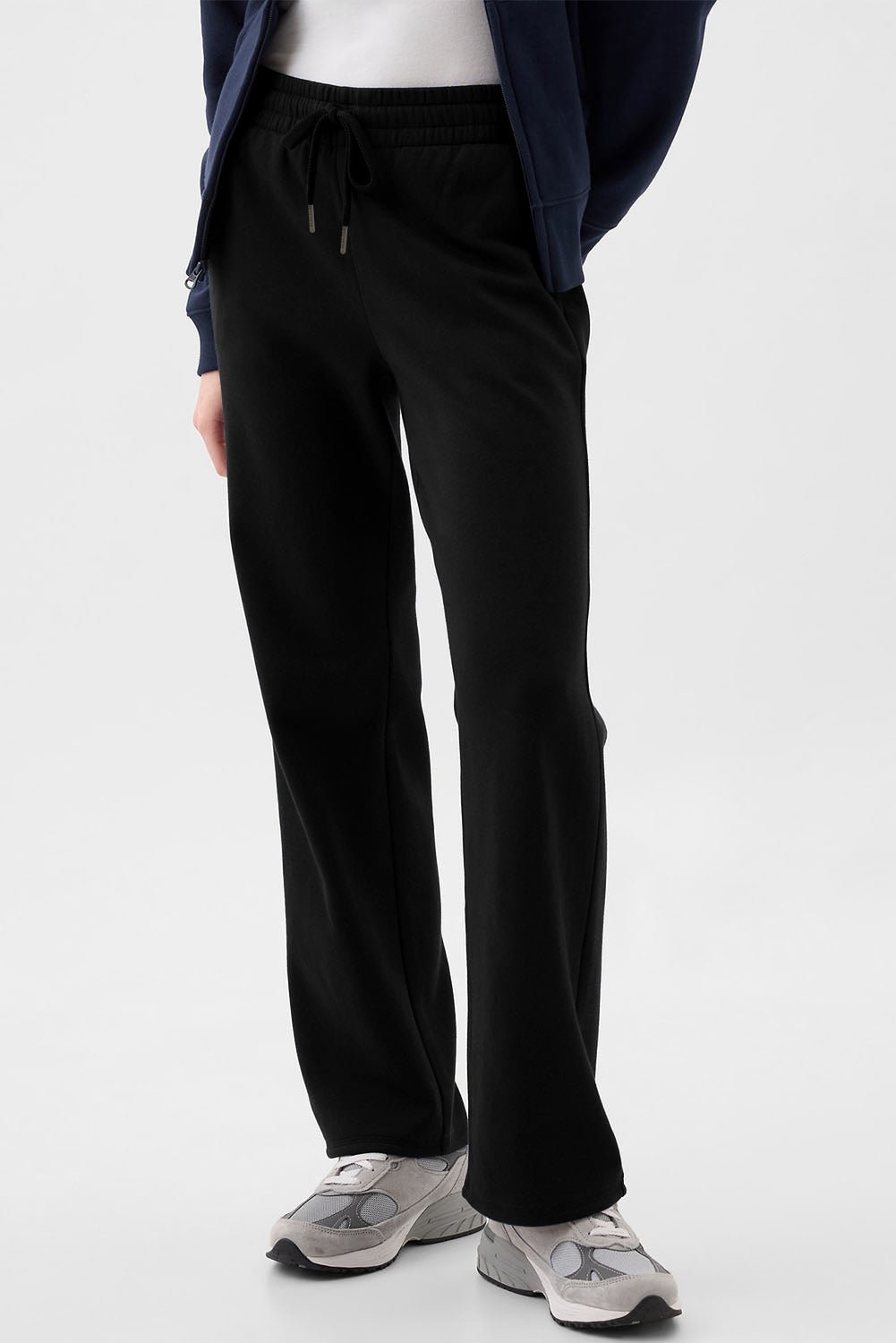 Black Solid Color Fleece Lined Drawstring Waist Casual Pants - Crowned Energy CO.
