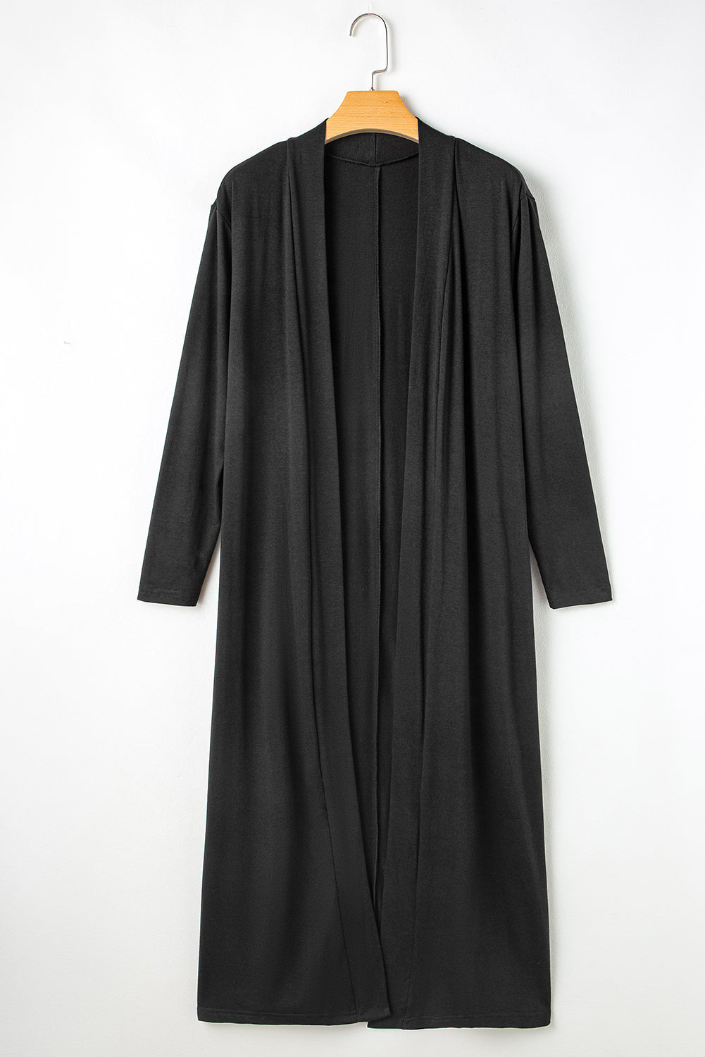 Black Split Long Cardigan and Skinny Pants Lounge Set - Crowned Energy CO.