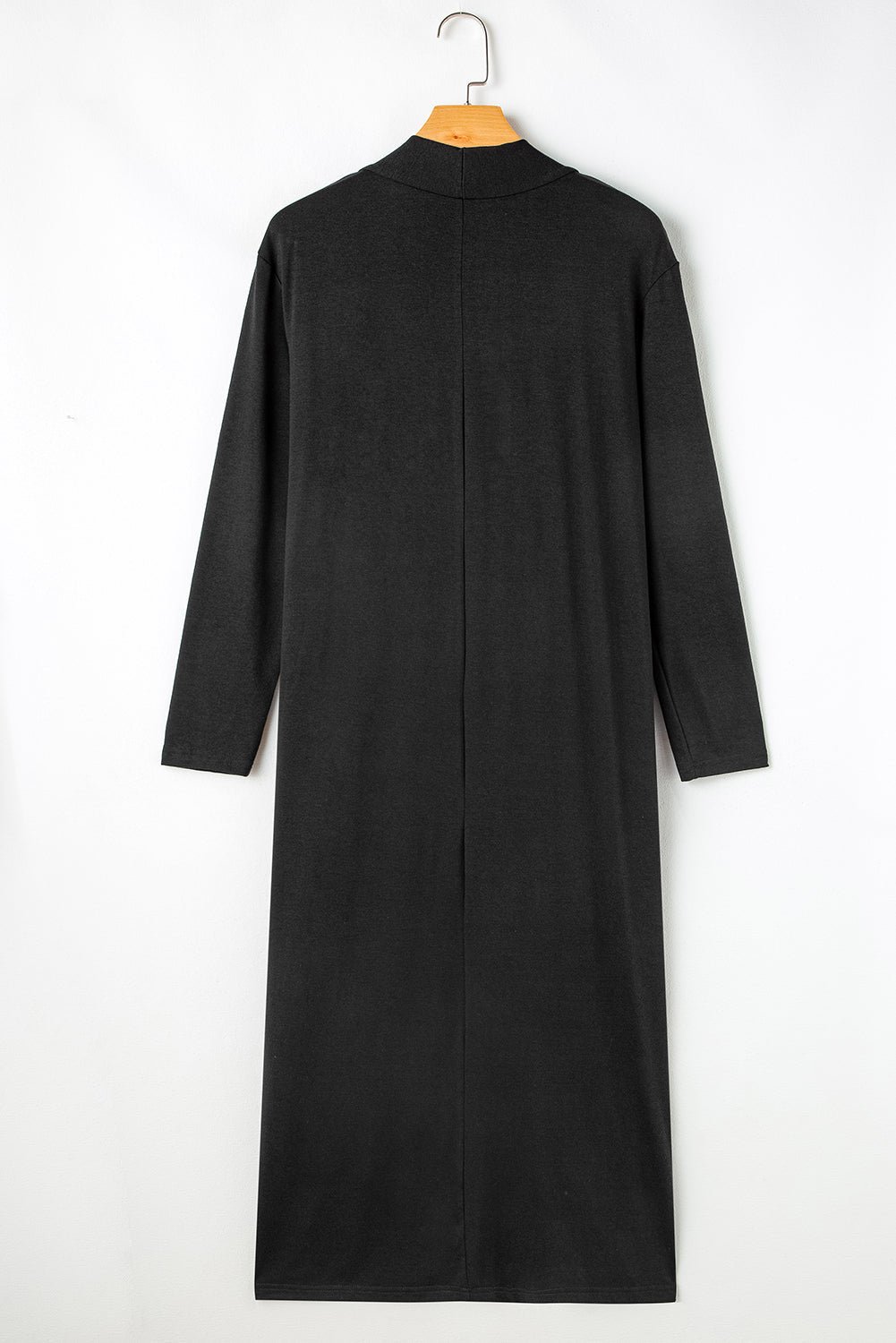 Black Split Long Cardigan and Skinny Pants Lounge Set - Crowned Energy CO.