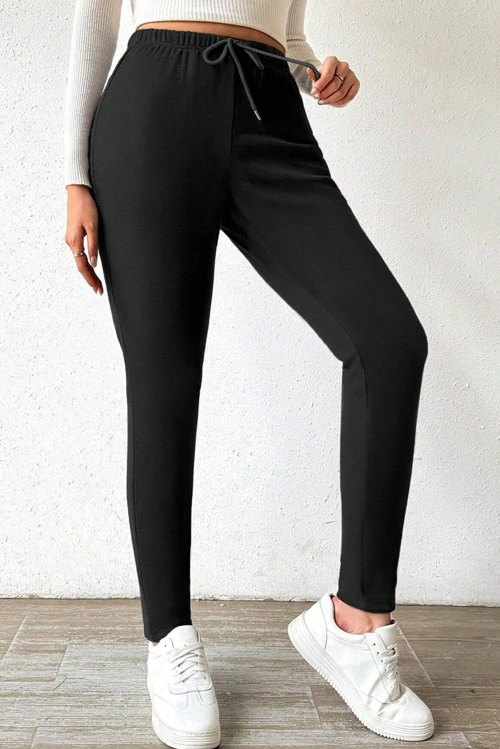 Crowned Energy CO. Black / S / 70%Polyester+27%Viscose+3%Elastane Dear-Lover Dropshipping Bottoms/Leggings Black Thermal Lined Drawstring High Waist Leggings