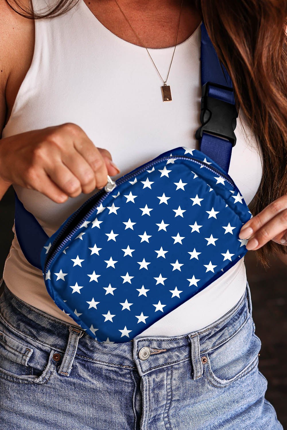 Bluing Independent Day Flag Star Printed Crossbody Bag - Crowned Energy CO.