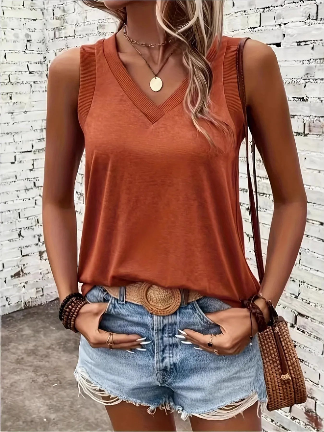 Breathable V - Neck Ribbed - Band Tank Top - Crowned Energy CO.
