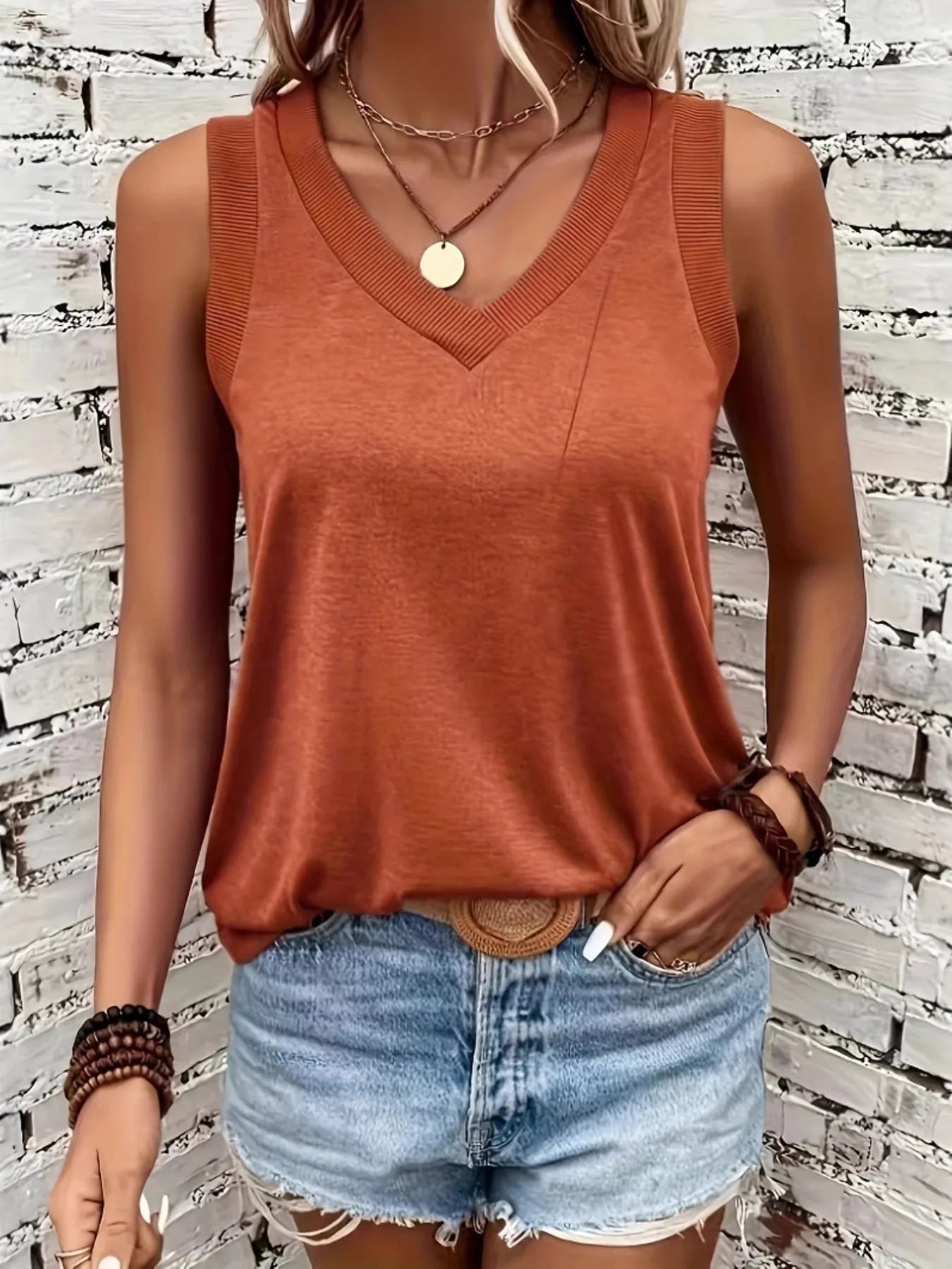 Breathable V - Neck Ribbed - Band Tank Top - Crowned Energy CO.