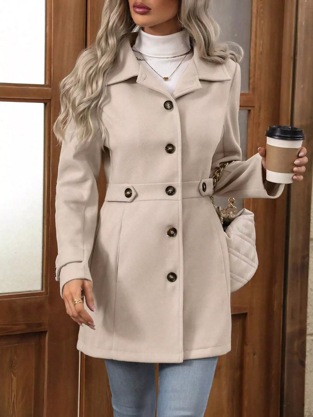 Button Up Long Sleeve Outerwear - Crowned Energy CO.