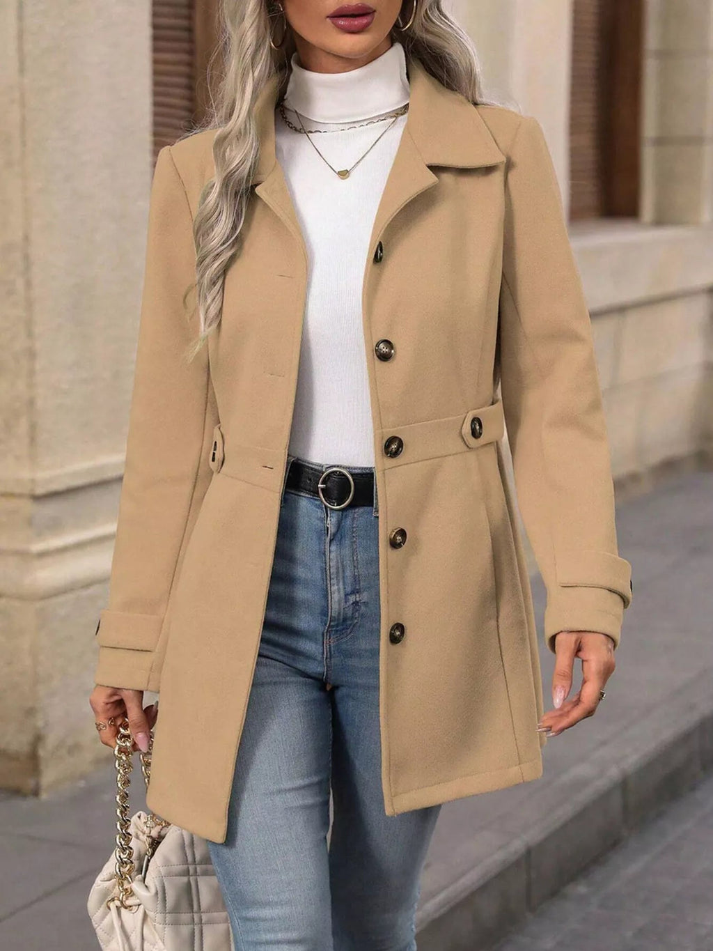 Button Up Long Sleeve Outerwear - Crowned Energy CO.