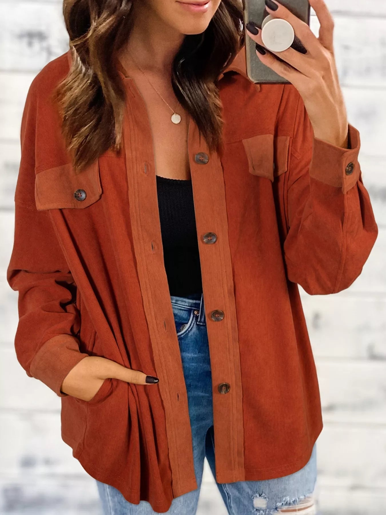 Casual Button - Down Shacket - Crowned Energy CO.