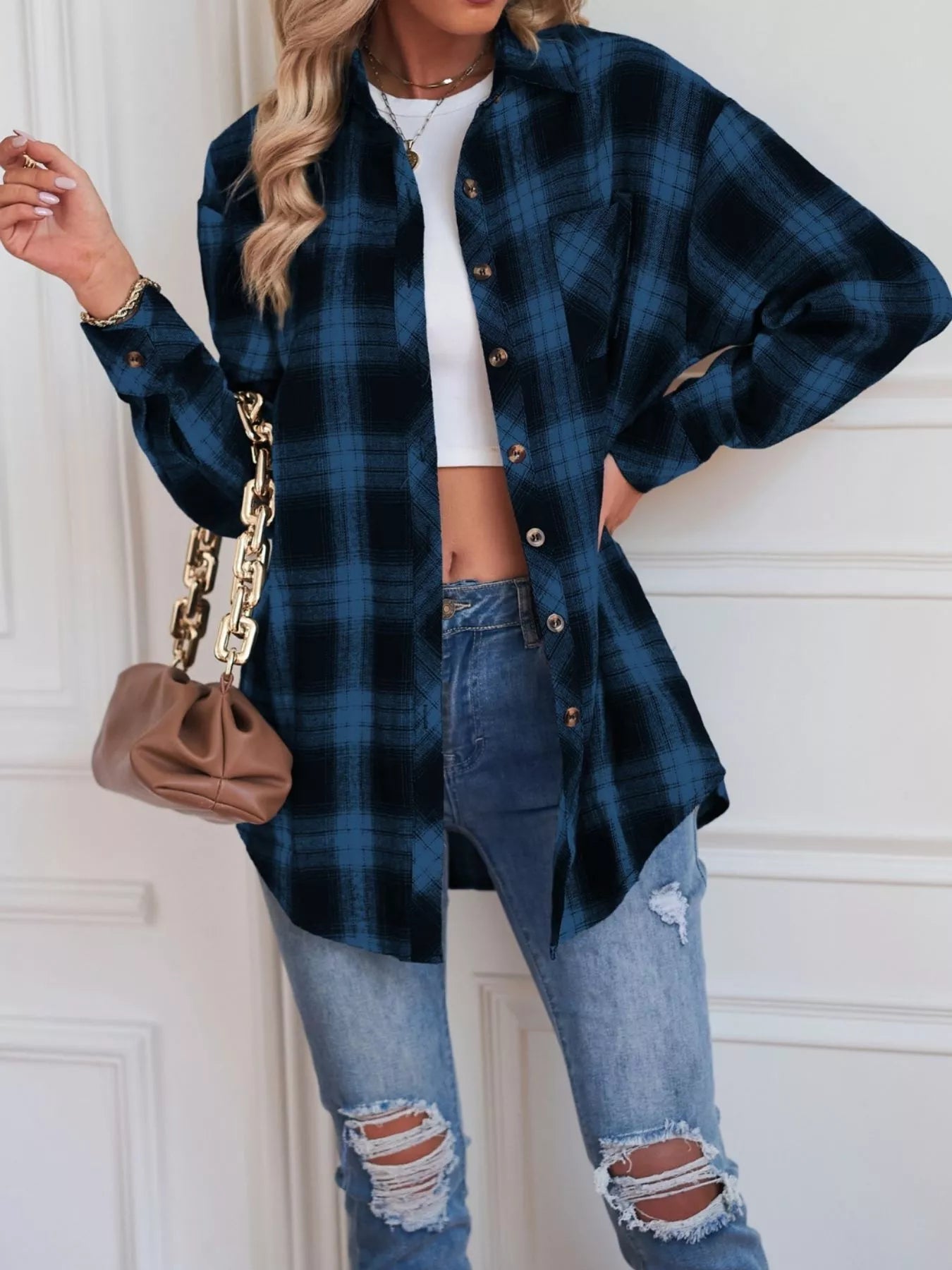 Casual Plaid Button Up Shirt - Crowned Energy CO.