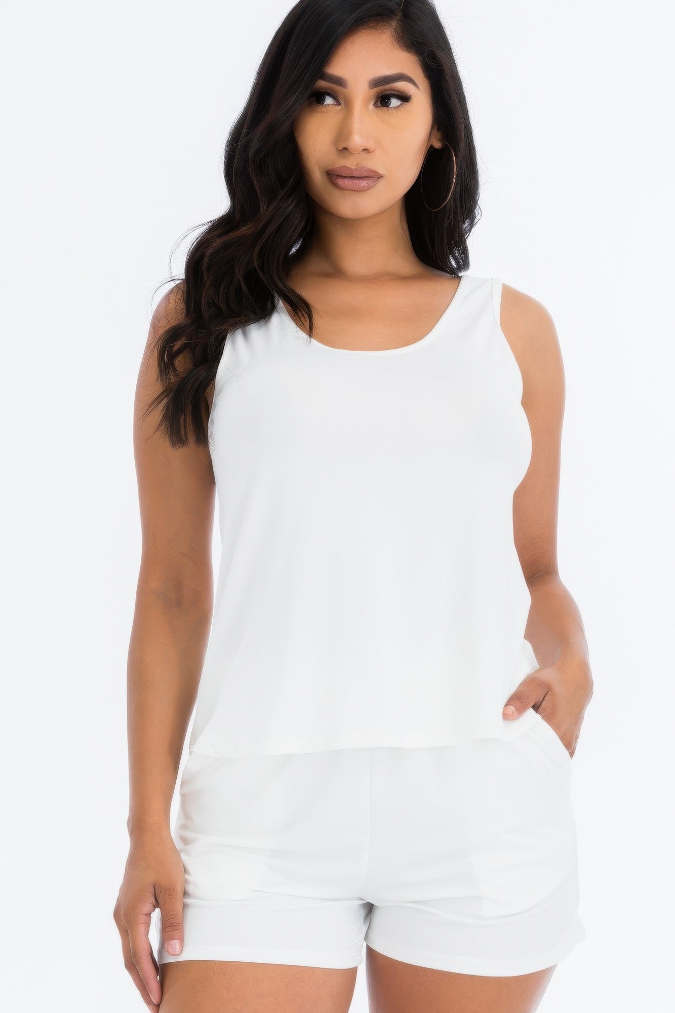 Crowned Energy CO. White / S CCWHOLESALECLOTHING Pajama Sets Comfy Tank Top & Shorts Set