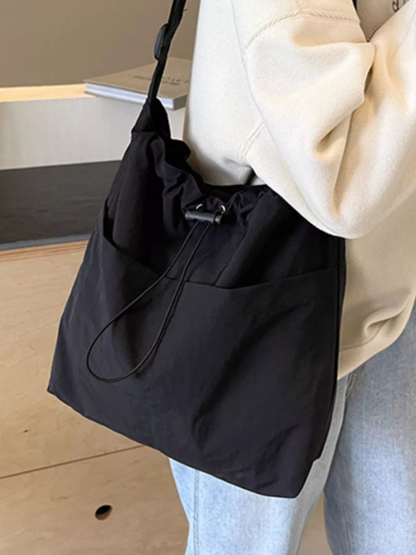 Drawstring Closure Canvas Crossbody Bag - Crowned Energy CO.