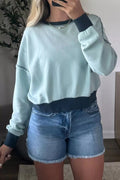Exposed Seam Cropped Sweatshirt - Crowned Energy CO.
