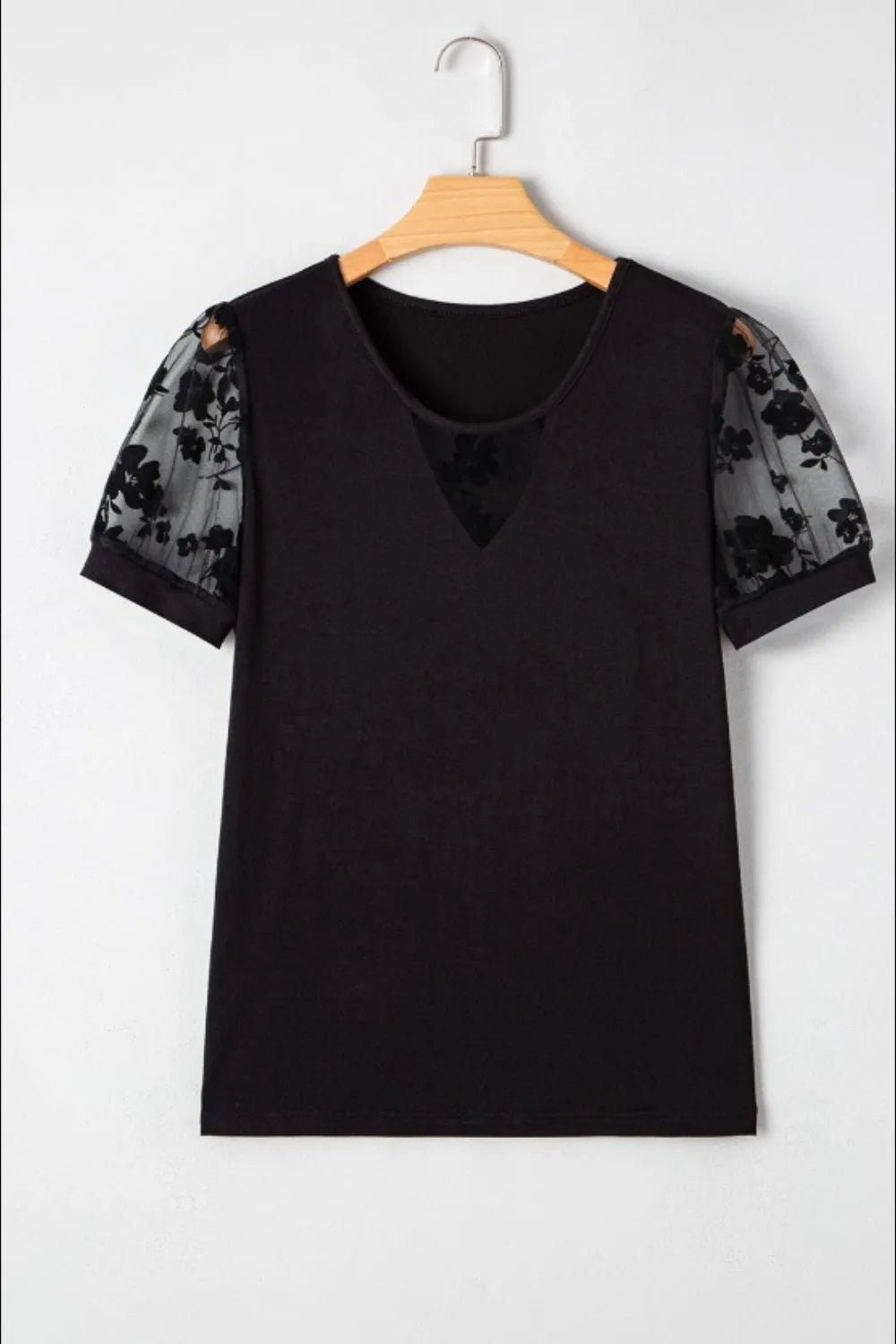 Flora Lace Patchwork Crew Neck Top - Crowned Energy CO.