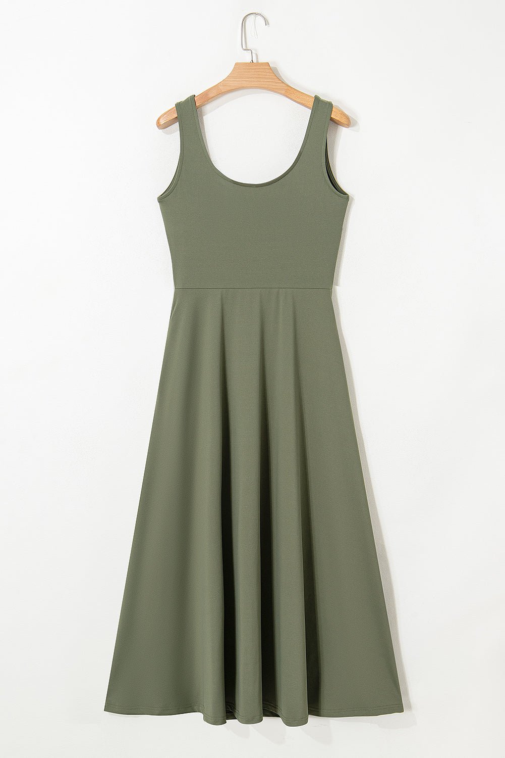 Four Leaf Clover Sleeveless Scoop Neck Flared Split Midi Dress - Crowned Energy CO.
