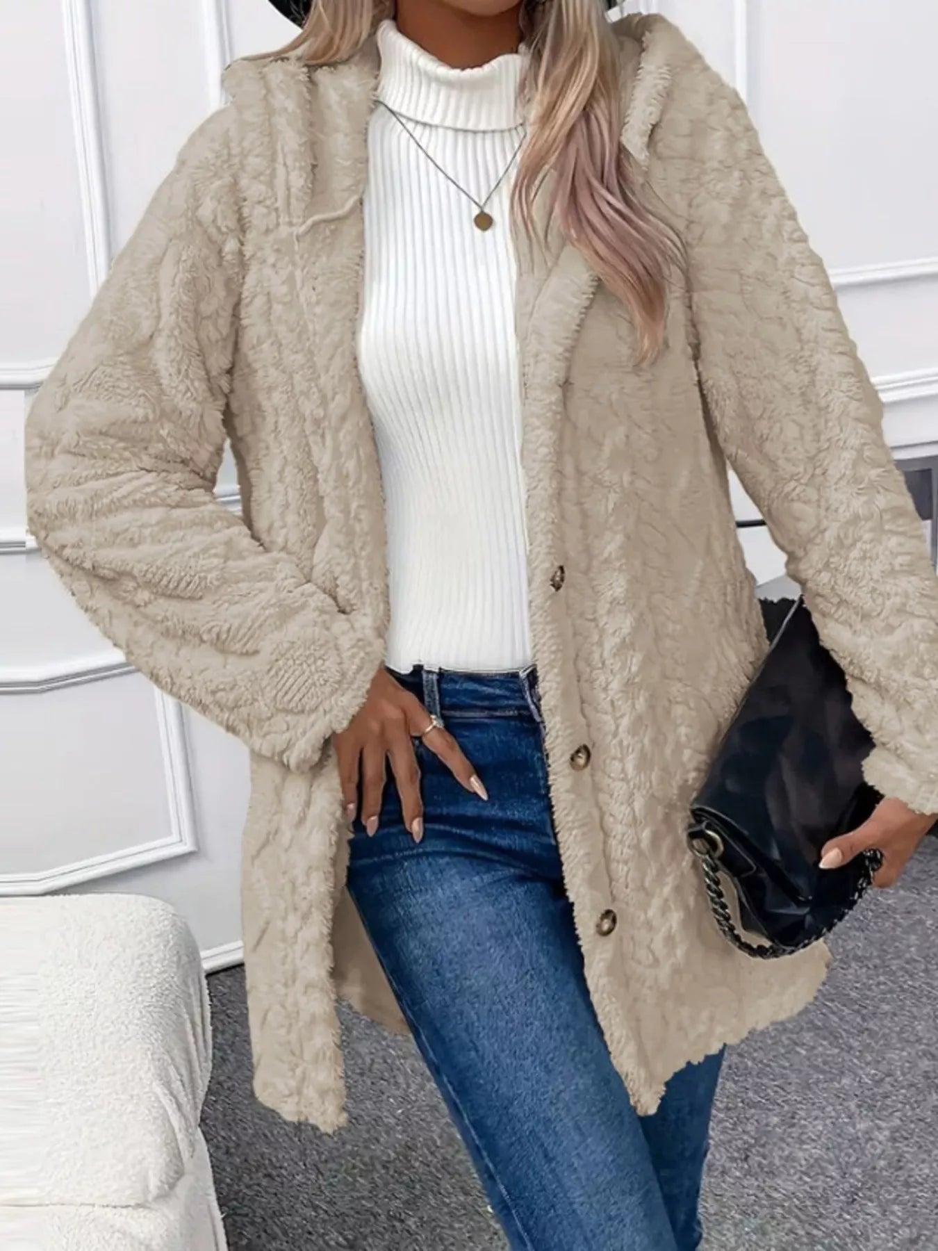 Full Size Button - Down Hooded Outerwear Plus Size - Crowned Energy CO.