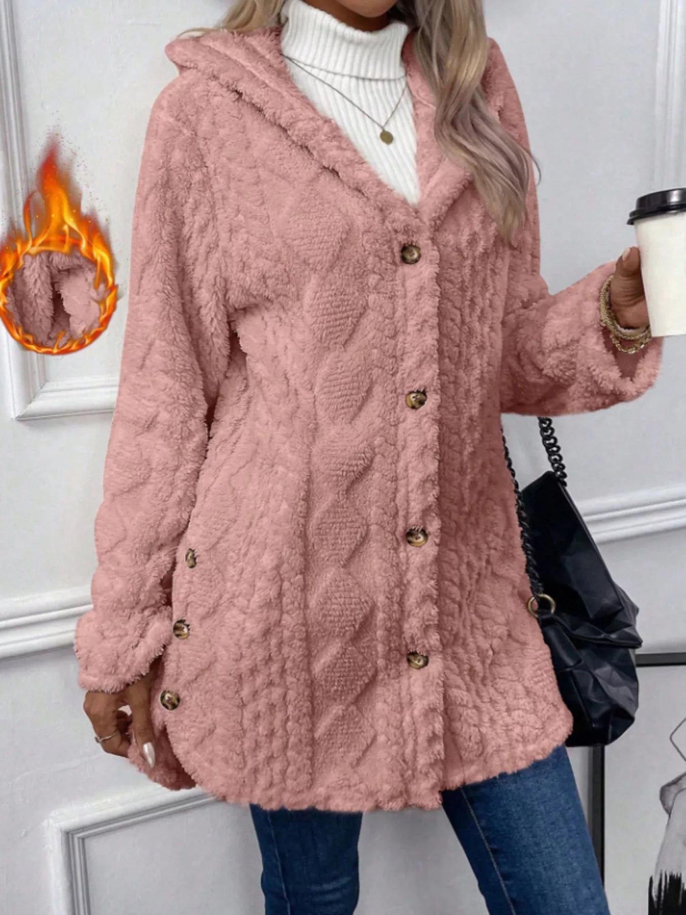 Full Size Button - Down Hooded Outerwear Plus Size - Crowned Energy CO.