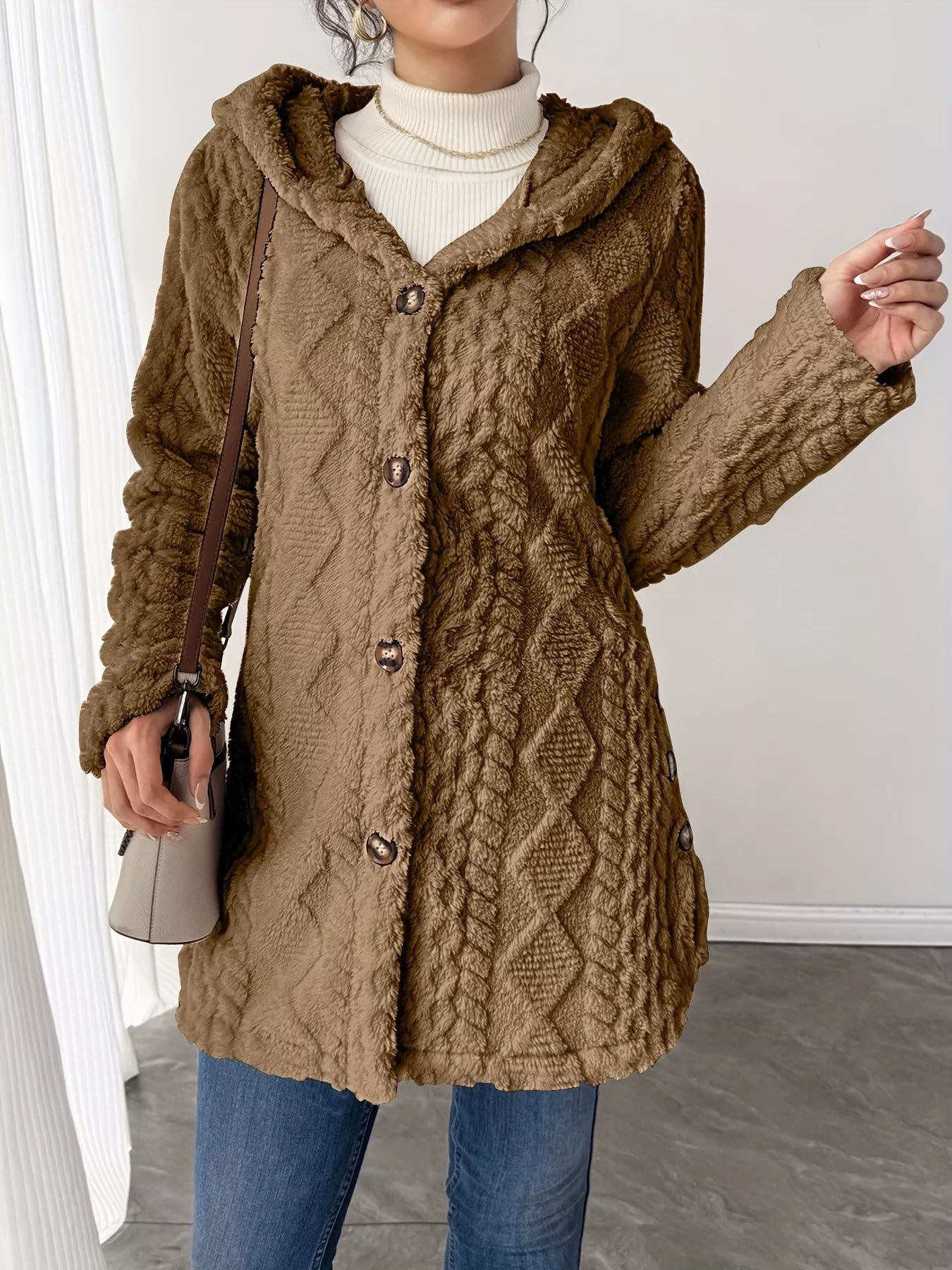 Full Size Button - Down Hooded Outerwear Plus Size - Crowned Energy CO.