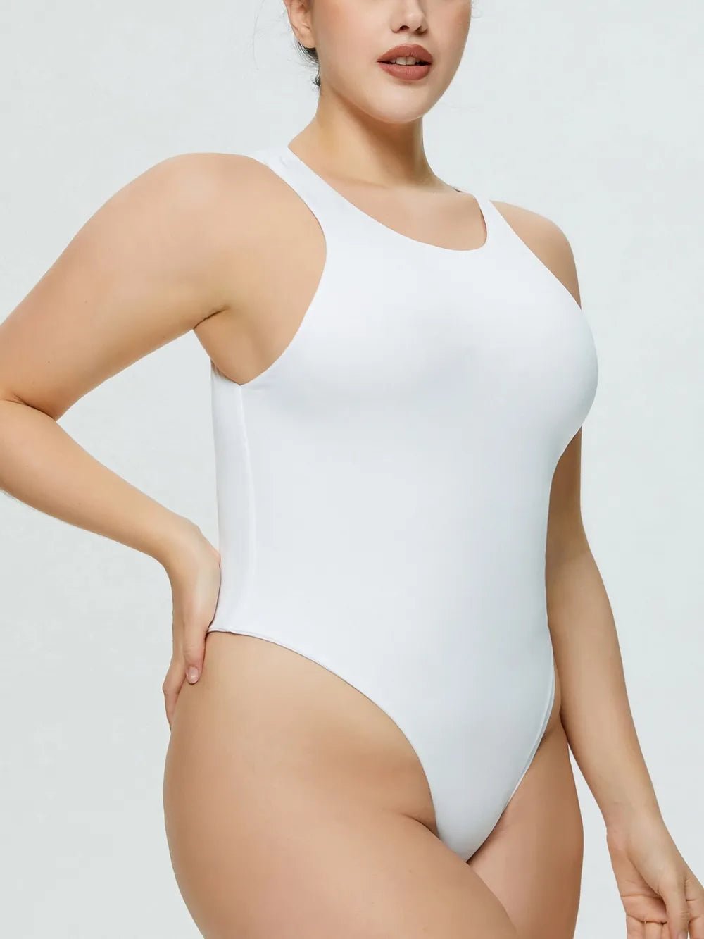 Full Size Round Neck Wide Strap Bodysuit - Crowned Energy CO.