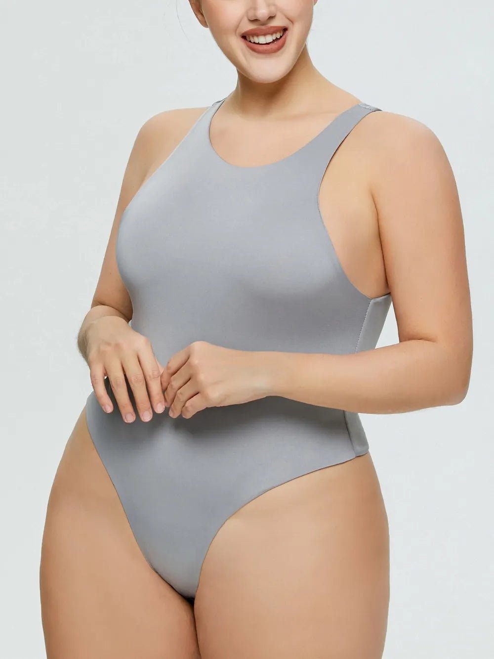 Full Size Round Neck Wide Strap Bodysuit - Crowned Energy CO.