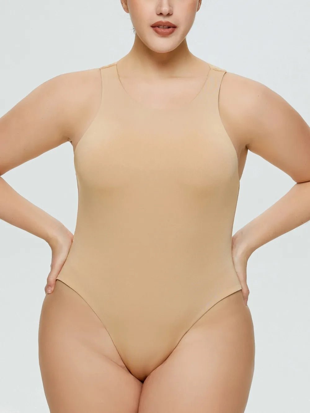 Full Size Round Neck Wide Strap Bodysuit - Crowned Energy CO.