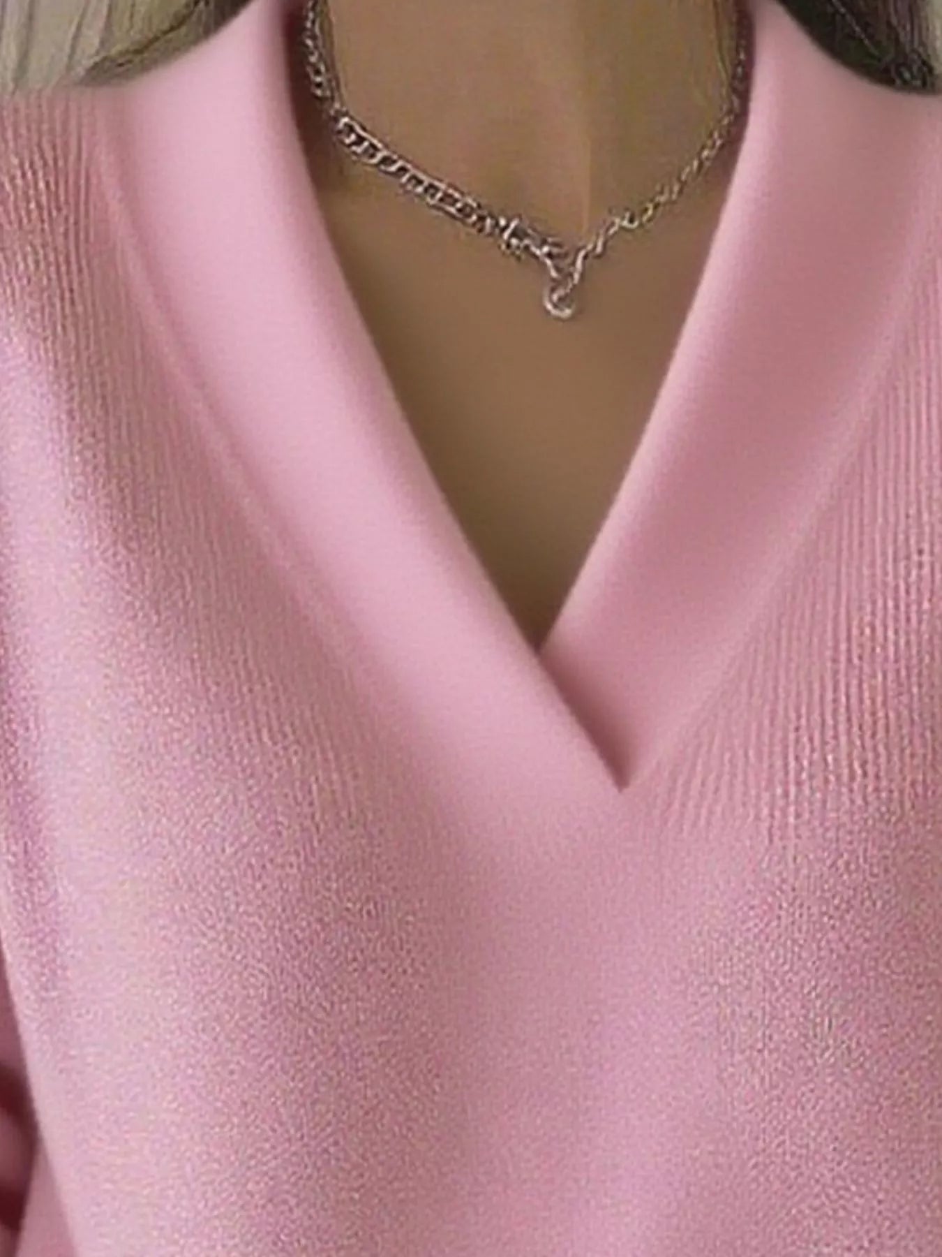 Full Size V - Neck Long Sleeve Sweater Plus Size - Crowned Energy CO.