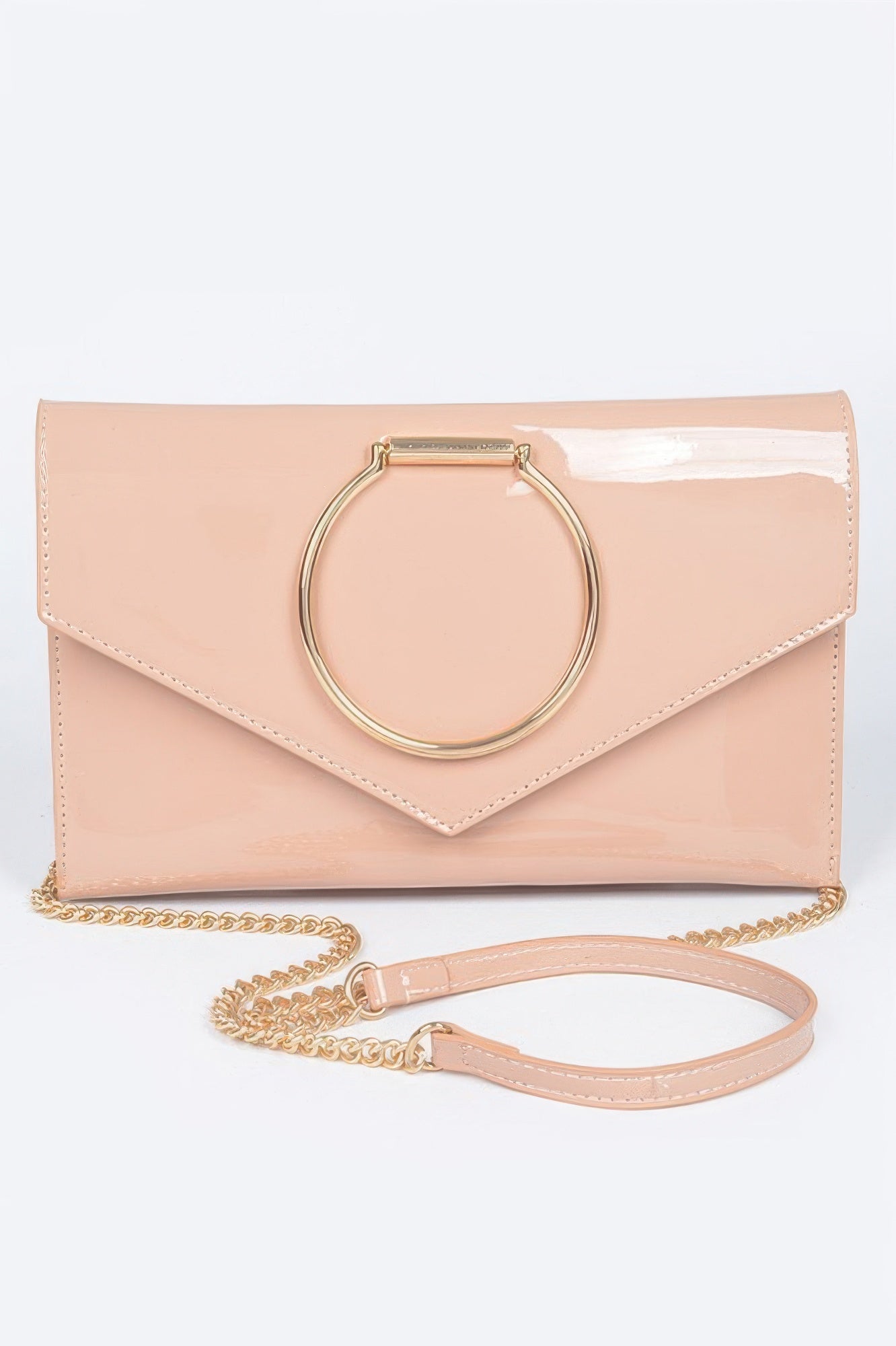 Crowned Energy CO. Nude CCWHOLESALECLOTHING Clutch Goddess Luxe Enamel Clutch – Faux Leather with Sleek Metal Handle