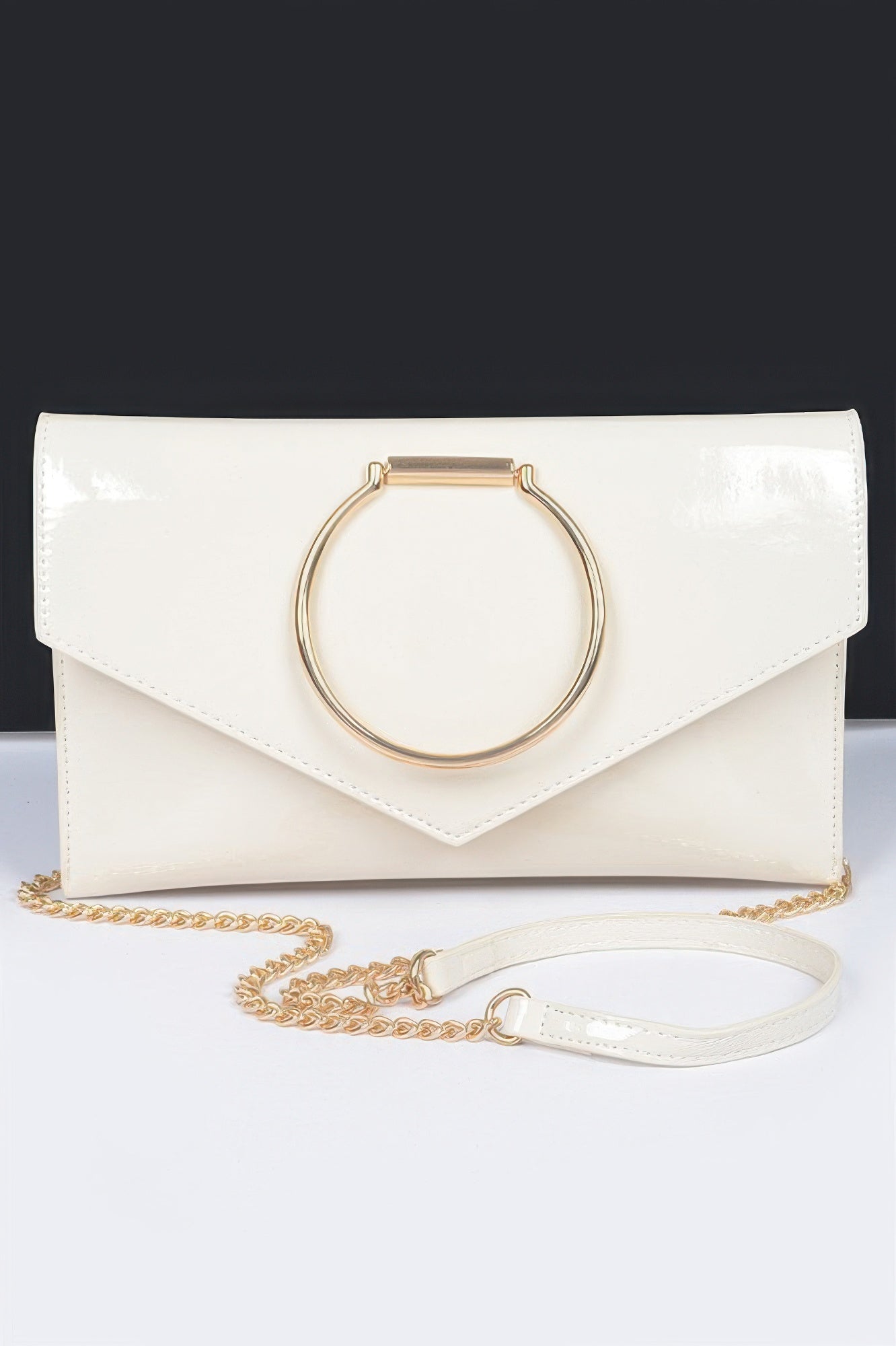 Crowned Energy CO. Ivory CCWHOLESALECLOTHING Clutch Goddess Luxe Enamel Clutch – Faux Leather with Sleek Metal Handle