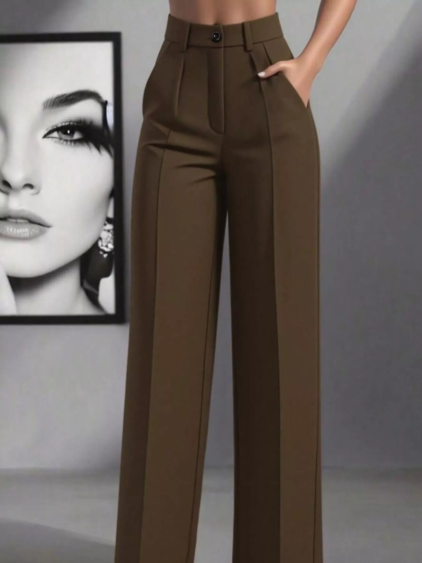High - Waisted Wide Leg Pants - Crowned Energy CO.