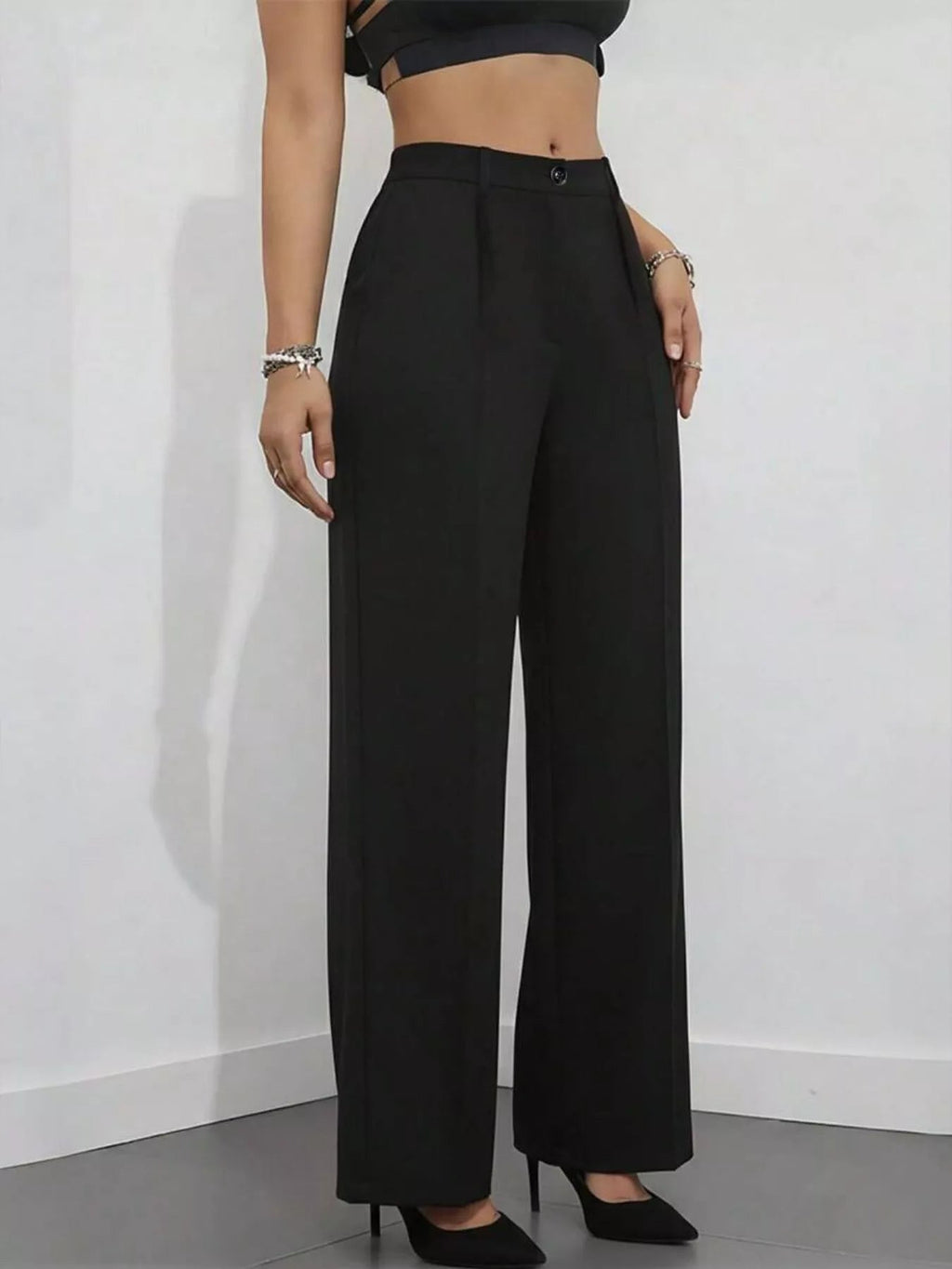 High - Waisted Wide Leg Pants - Crowned Energy CO.