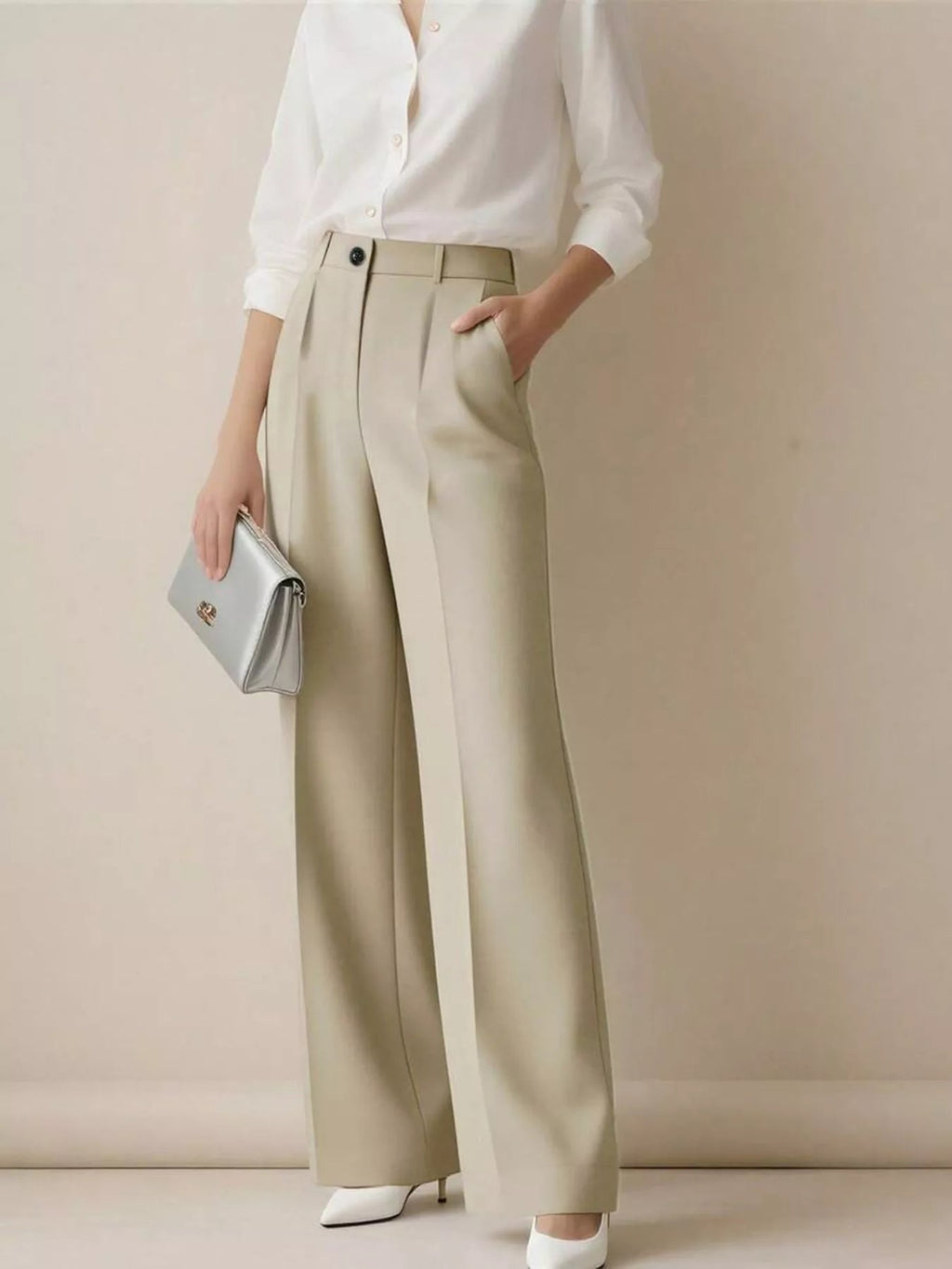 High - Waisted Wide Leg Pants - Crowned Energy CO.