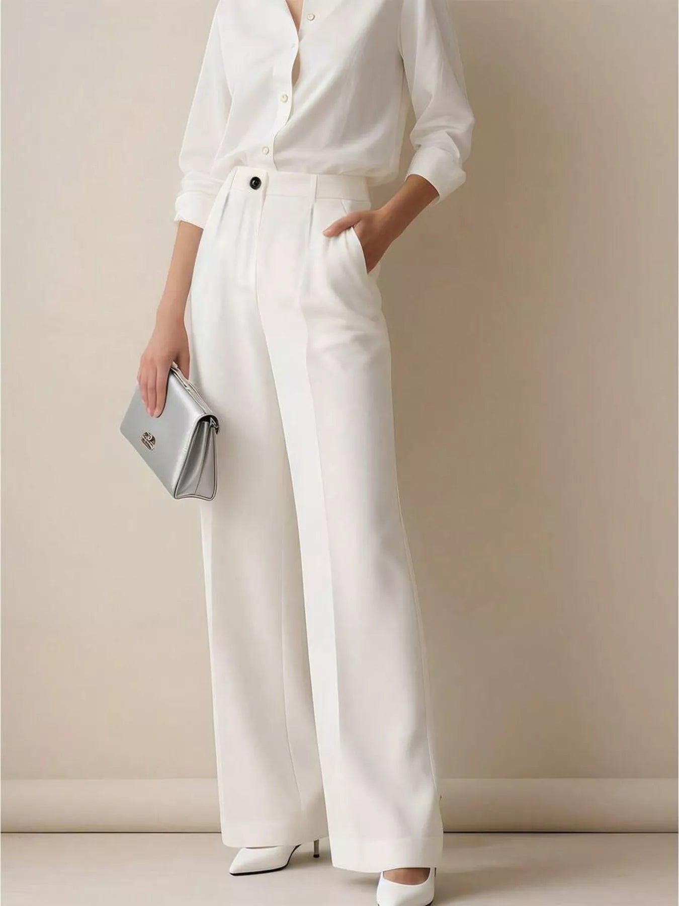 High - Waisted Wide Leg Pants - Crowned Energy CO.