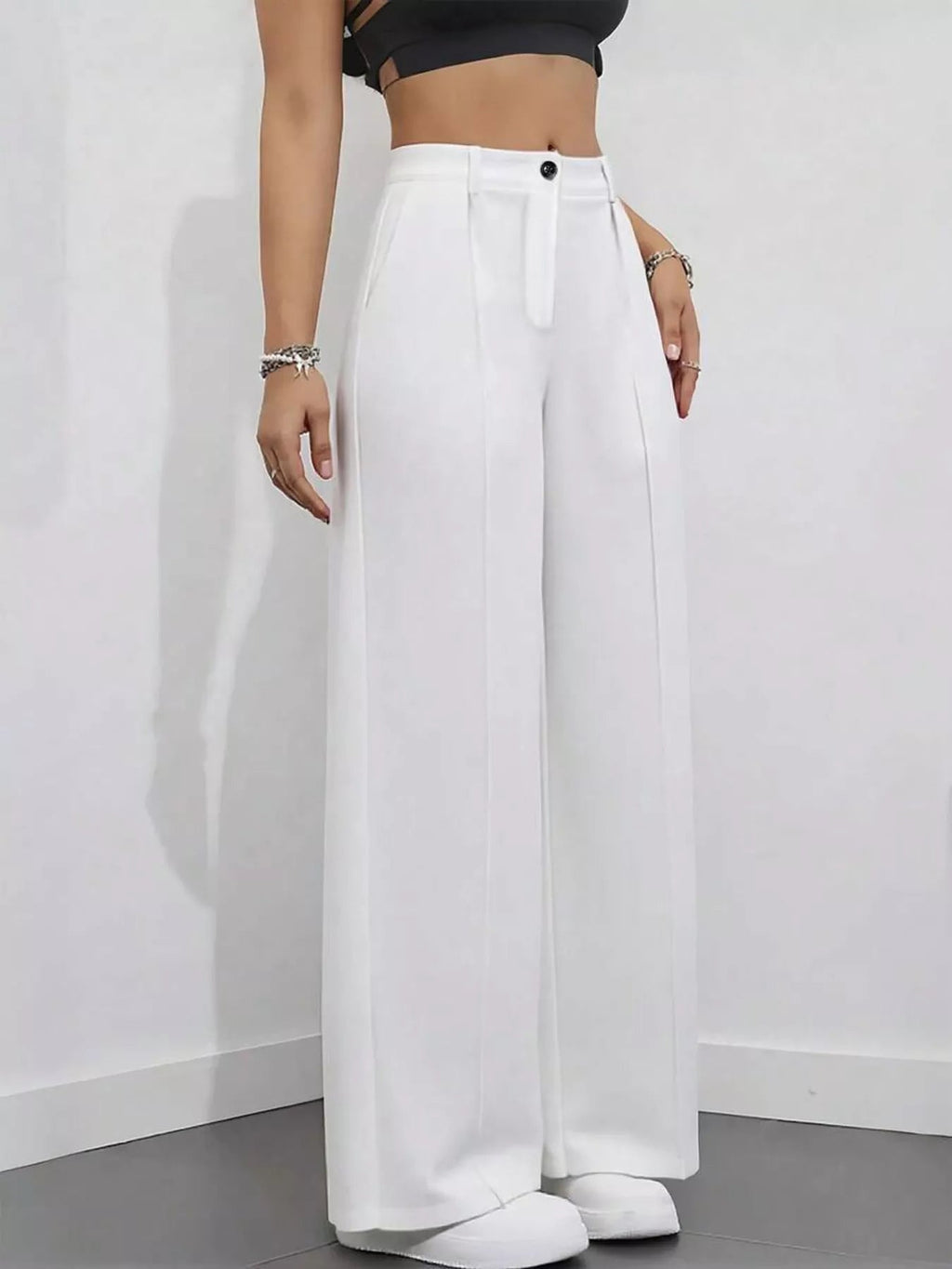 High - Waisted Wide Leg Pants - Crowned Energy CO.