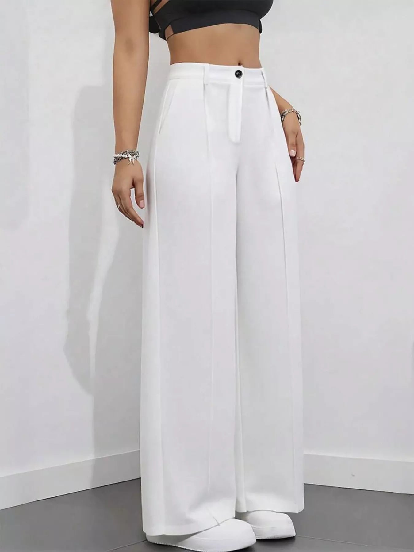 High - Waisted Wide Leg Pants - Crowned Energy CO.