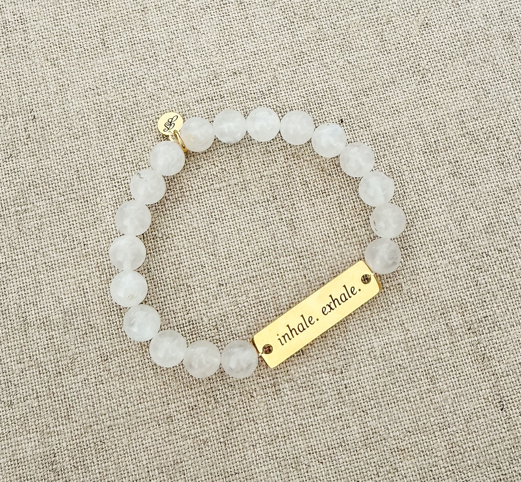 Inhale. Exhale. // Rainbow Moonstone Semi - Precious Stone Beaded Bracelet - Crowned Energy CO.