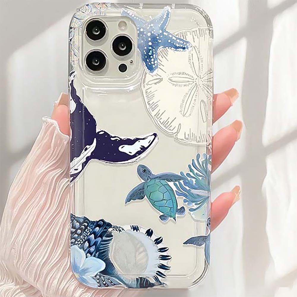 Jellyfish & Sea Turtle Ocean Clear Phone Case | ZAKAPOP - Crowned Energy CO.