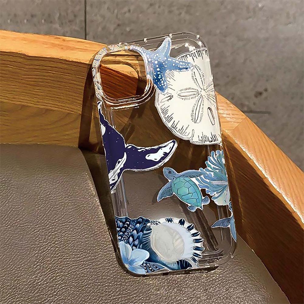 Jellyfish & Sea Turtle Ocean Clear Phone Case | ZAKAPOP - Crowned Energy CO.