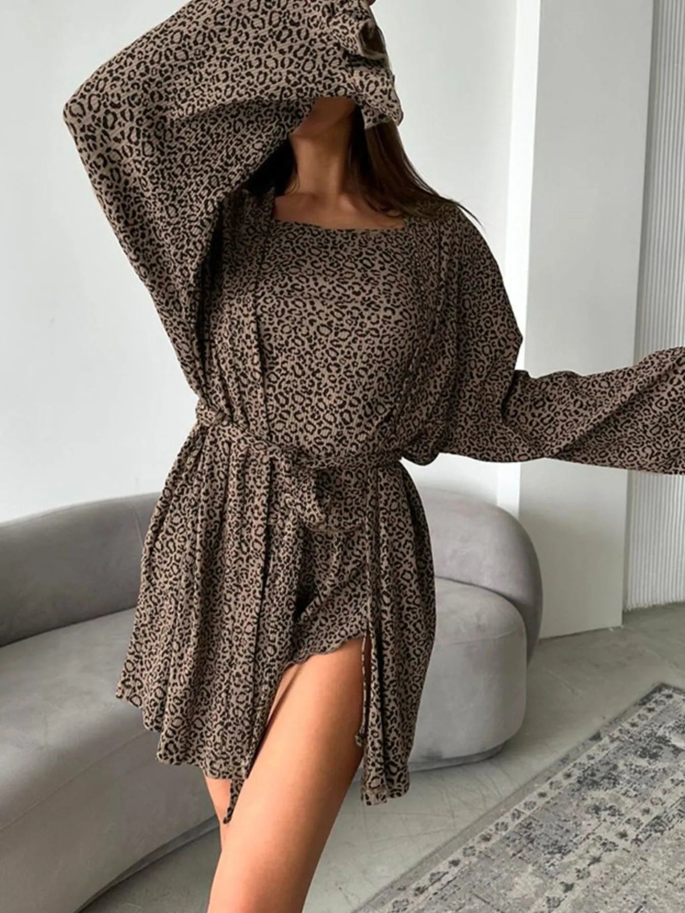Crowned Energy CO. Leopard / S Trendsi OUTFIT SET Leopard Cami Cardigan and Shorts 3-Piece Set