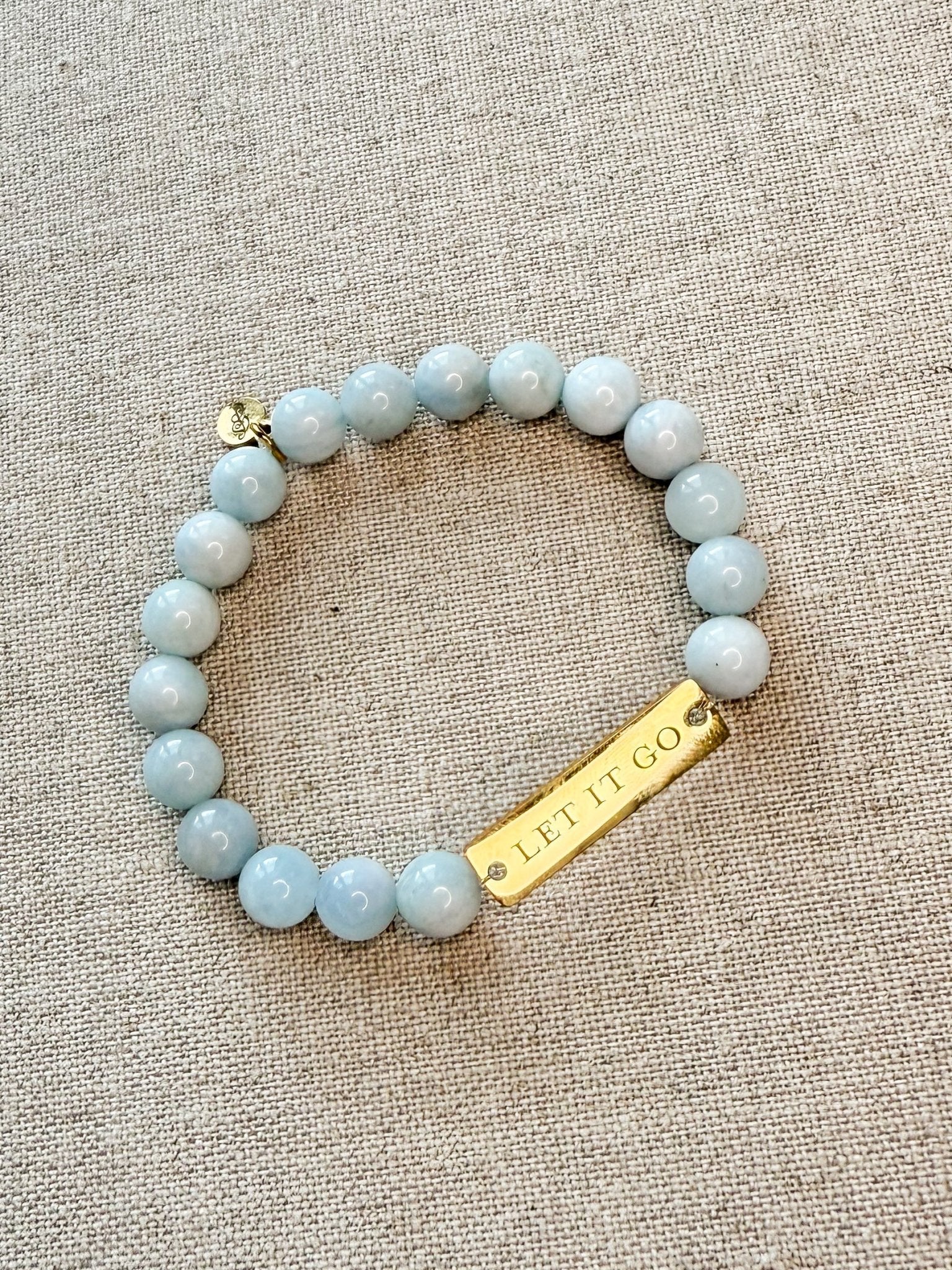 Let It Go // Aquamarine Semi - Precious Stone Beaded Bracelet - Crowned Energy CO.