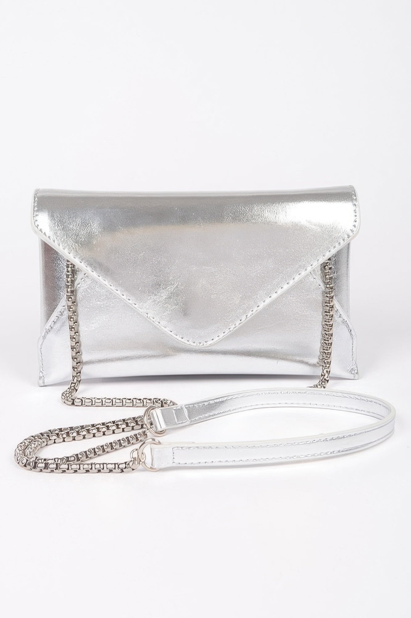 Crowned Energy CO. Silver HD ACCESSORIES Clutch Metallic Small Envelope Clutch
