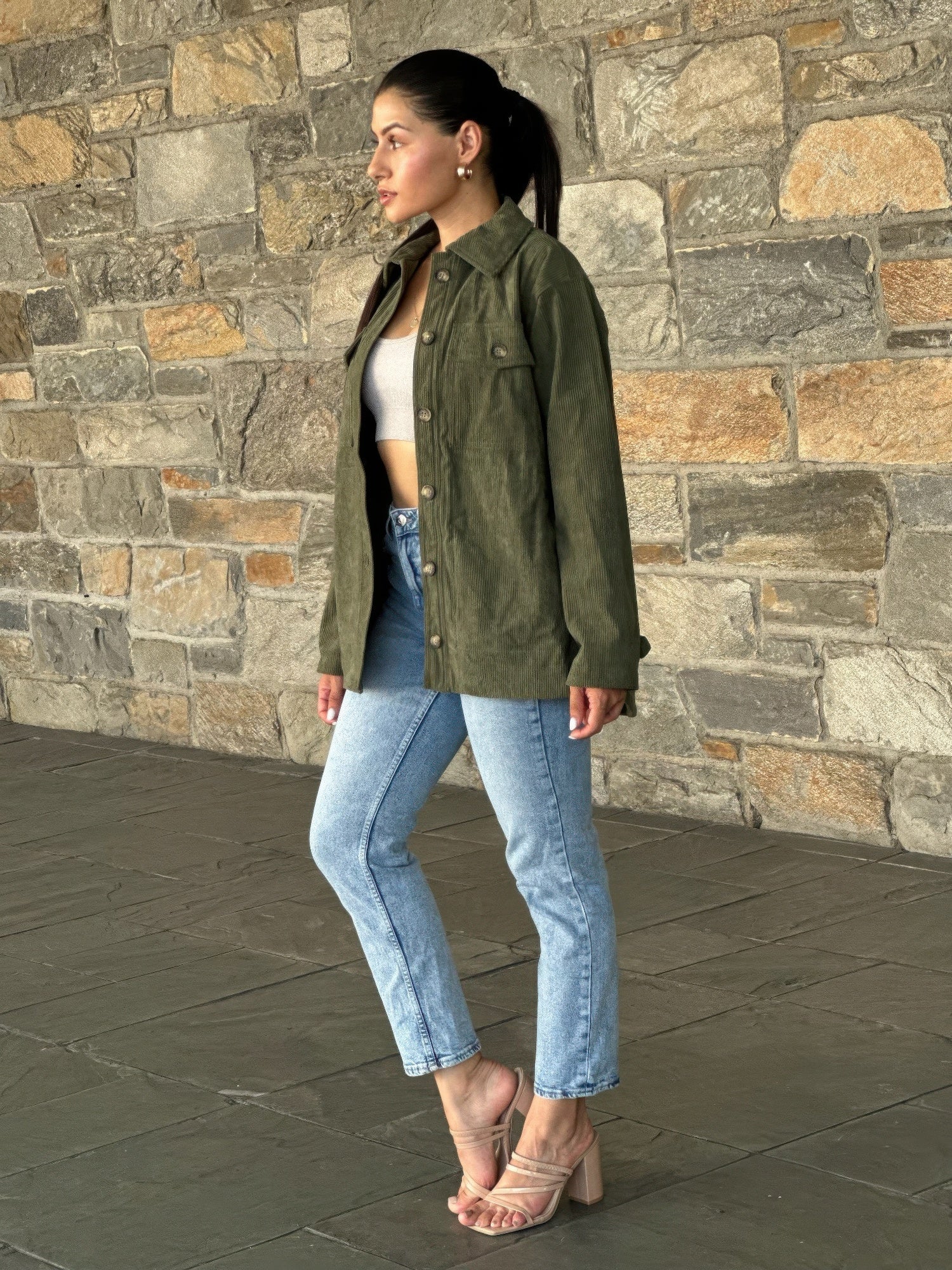 Oversized Corduroy Shacket Button Down Utility - Crowned Energy CO.