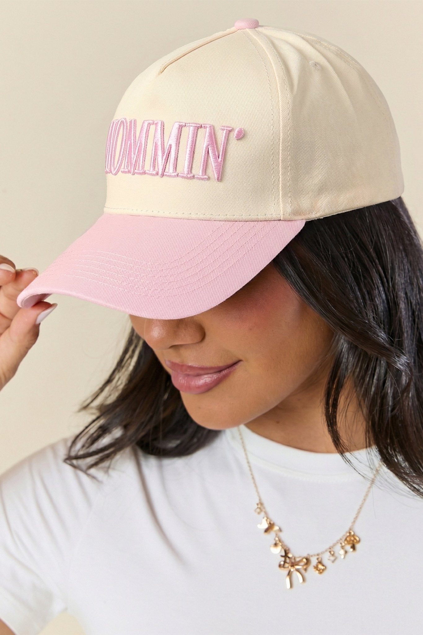 Pink MOMMIN Embroidered Color Block Baseball Cap - Crowned Energy CO.