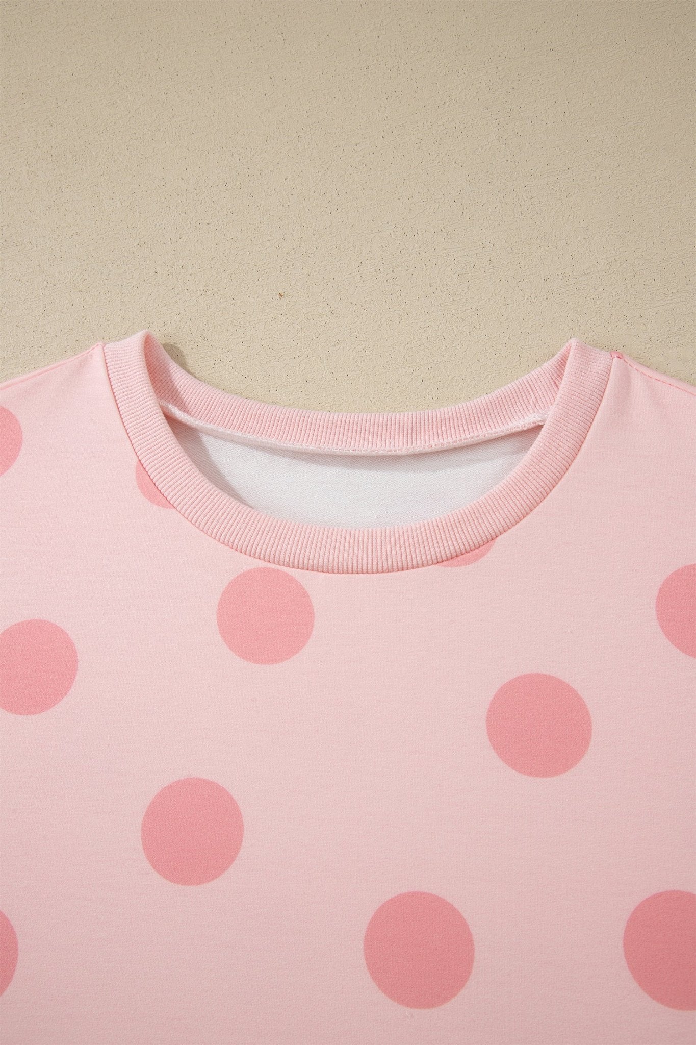 Pink Polka Dot Print Loose Tee Drawstring Elastic Waist Short Set - Crowned Energy CO.