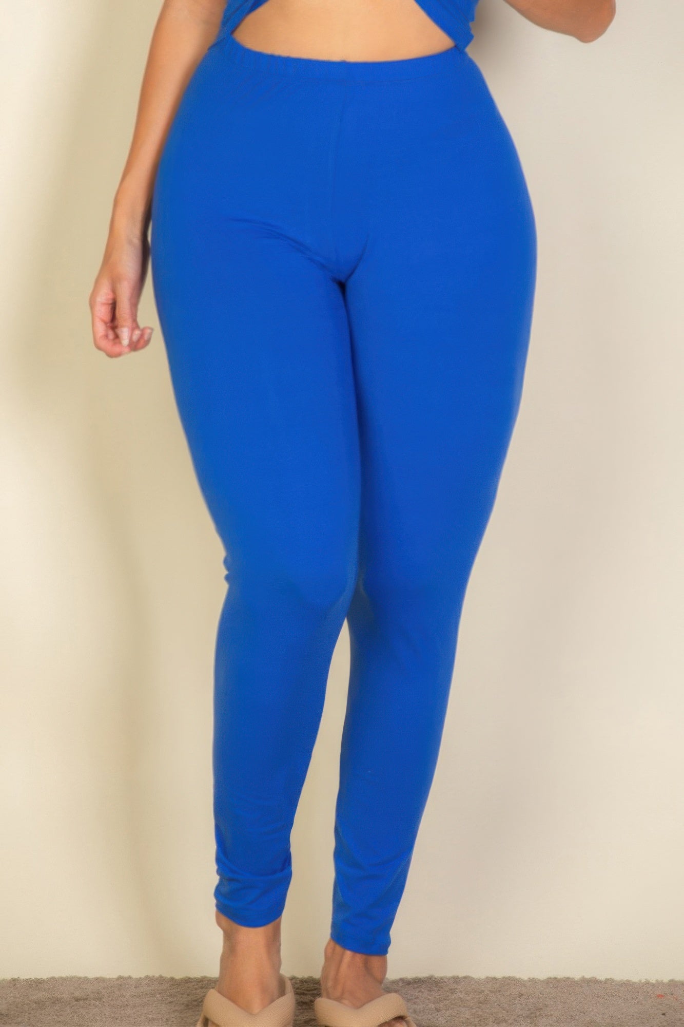 Crowned Energy CO. Royal / 1X CCWHOLESALECLOTHING Leggings Plus Basic Solid Leggings