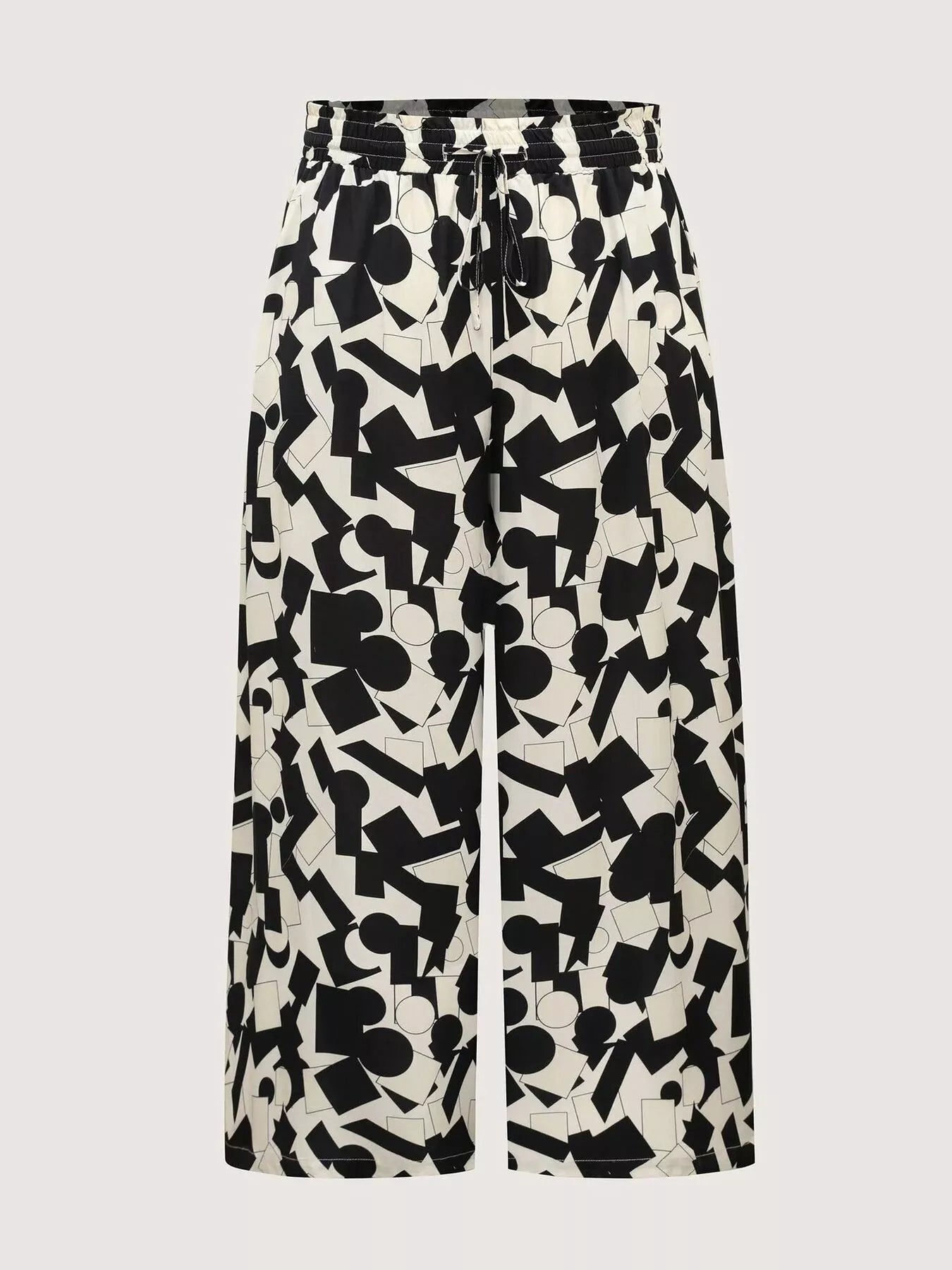 Plus Size Abstract Print Wide Leg Pants - Crowned Energy CO.